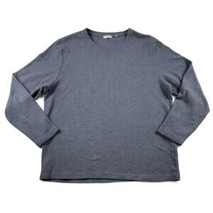 English Laundry Men's Long Sleeve XXL Crew Neck Waffle Knit Pullover Shirt Blue